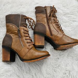 Pierre Dumas Ravenna Leather Chunky Heeled Boots Size 10